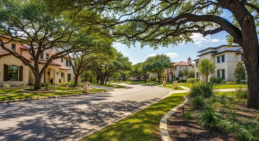 Spanish Oaks resort pool and tennis courts overlooking the golf course and community pond
